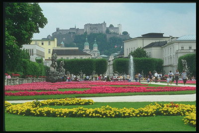 Австрия. Парк с прекрасными клумбами цветов