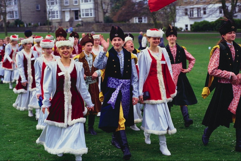 The group of people in costumes