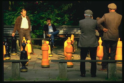 Игра в шахматы в парке