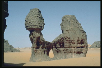 1つの岩の砂漠の珍しい形