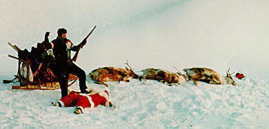 Снег.Убит Санта Клаус, убиты олени... 