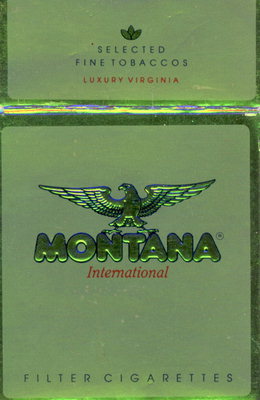 Сигаерты MONTANA. Пачка темно-зеленого цвета с орлом с распростертыми крыльями 