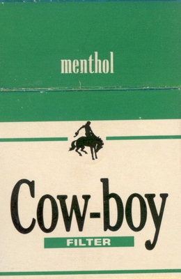 Пачка сигарет с рисунком всадника на дикой лошади . COW-BOY