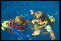Мальчики с эквалангами в море
