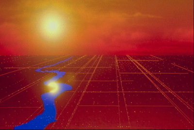 Компьютерное видение огненных лучей заходящего солнца