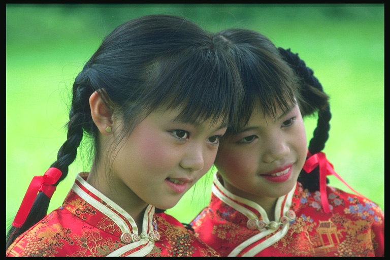 Girls in national costumes of their country