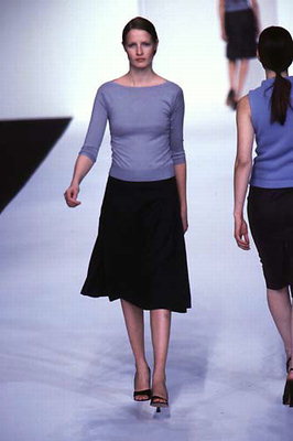 Black long skirt and lilac jumper