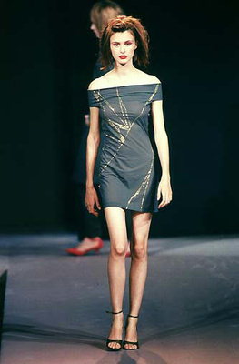 Gray dress with golden stripes