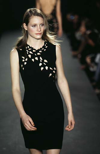 Black dress with a pattern on the collar