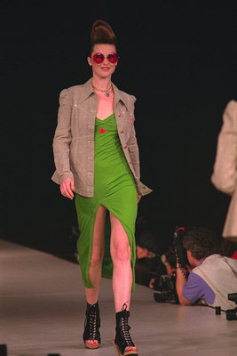 Light green dress and jacket sand-colored