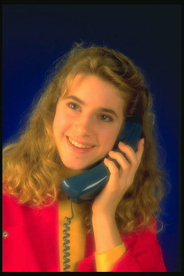 Girl with a telephone handset