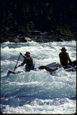 Белая, пенистая вода горной реки - идеальные условия для плавания на каяках и каноэ