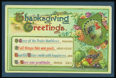 Postkort til dagen av Thanksgiving til ønskene til lykke og hell