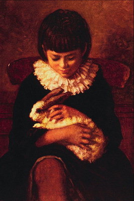 Дівчинка з кроликом в руках
