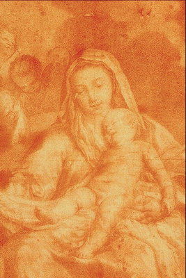 O femeie cu un copil. Pictura in nuante de portocaliu