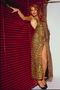 Довге плаття леопардовий забарвлення з великим розрізом спереду
